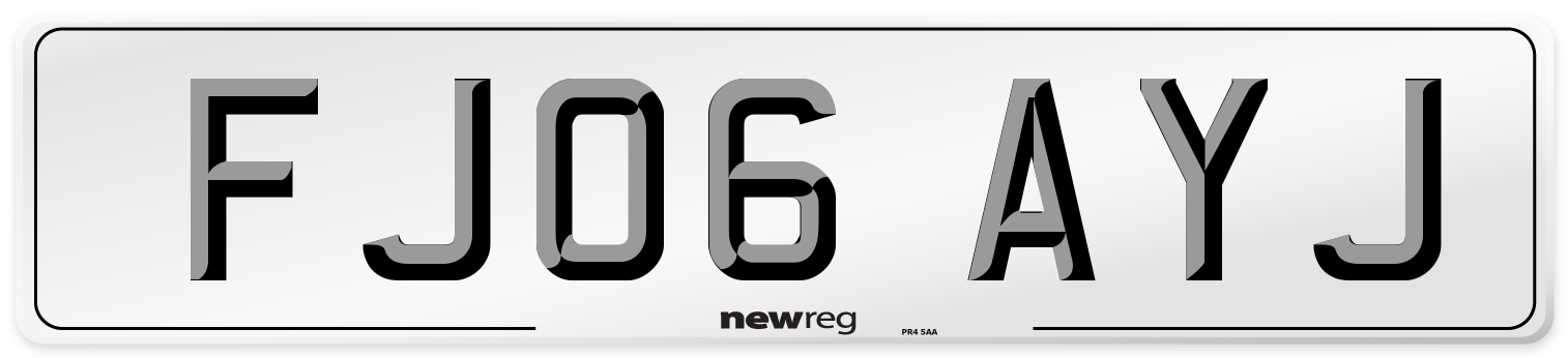 FJ06 AYJ Number Plate from New Reg